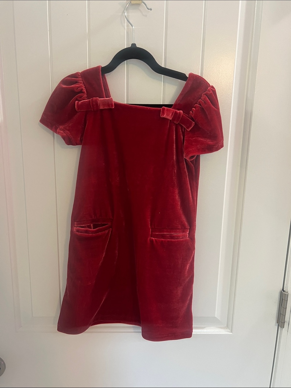 GAP Little Girl Red Velvet Dress with Bow Detail